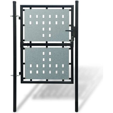 vidaXL Zauntor (Einzeltor) Schwarz 100x200 cm