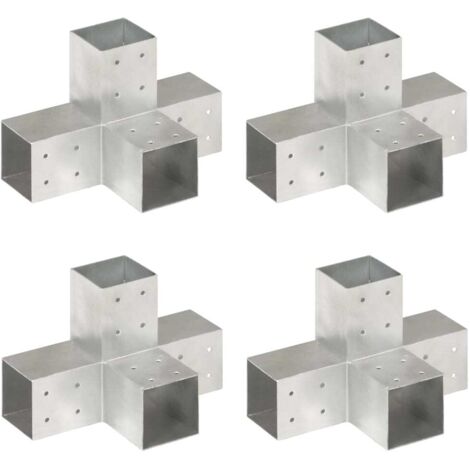 4er Set Pfostenverbinder X-Form Galvanisiertes Metall 81x81 mm