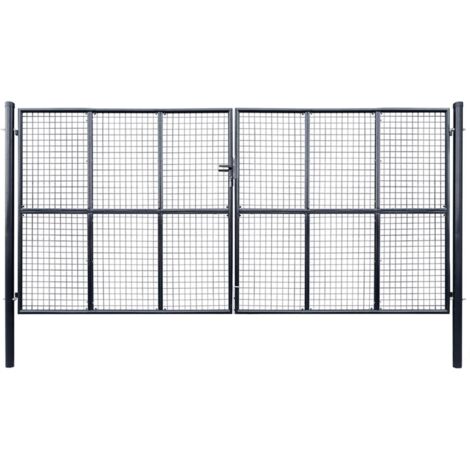 vidaXL Gartentor aus verzinktem Draht 400 x 175 cm Grau