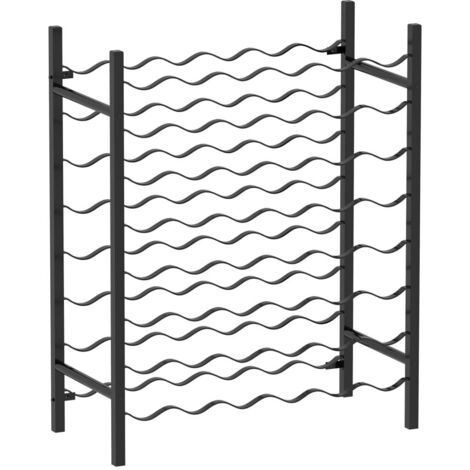 vidaXL Wine Rack for 48 Bottles Black Metal