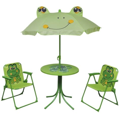 vidaXL 3 Piece Kids' Garden Bistro Set with Parasol Green