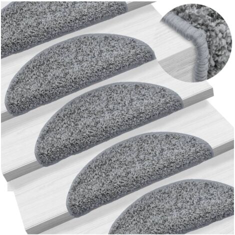 vidaXL Stair mats Rectangular 15 pcs Grey 56 x 17 x 3 cm