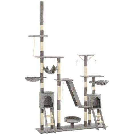 vidaXL Cat Tree with Sisal Scratching Posts 230-250 cm Grey