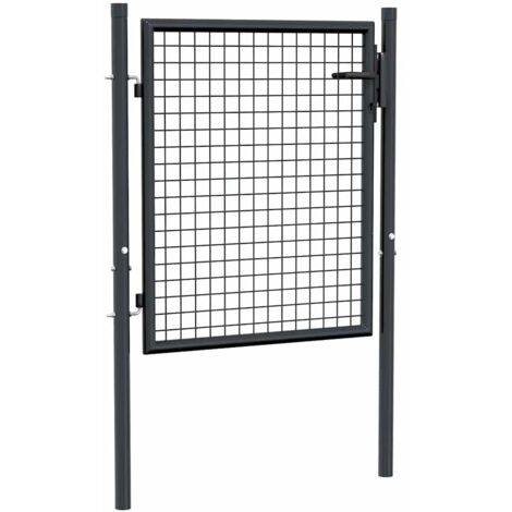 Gitter-Gartentor Verzinkter Stahl 100 x 75 cm Grau vidaXL