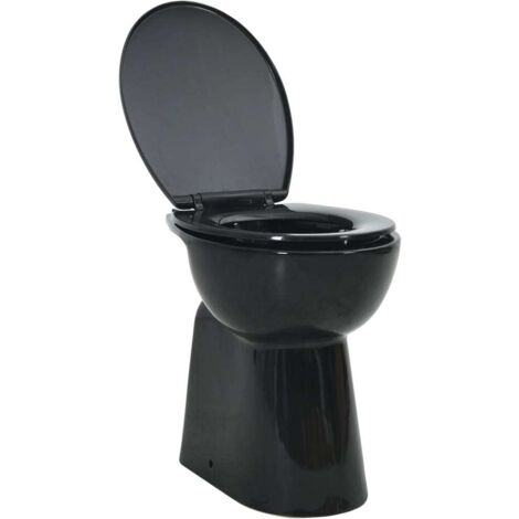 Hohe Spülrandlose Toilette Soft-Close 7cm Höher Keramik Schwarz vidaXL