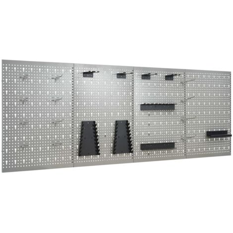 vidaXL Wall-mounted Peg Boards 4 pcs 40x58 cm Steel