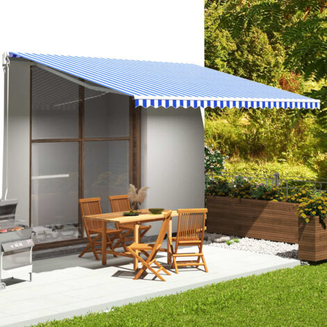 vidaXL Ersatzgewebe für Markise Blau und Weiß 5x3,5 m