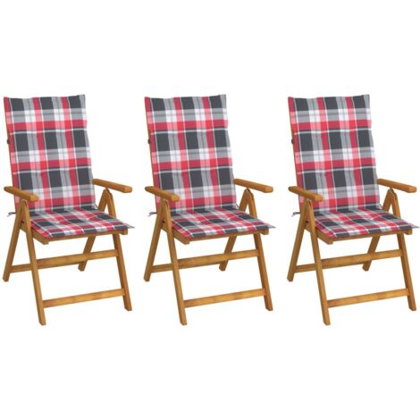 vidaXL Klappbare Gartenstühle 3 Stk. mit Auflagen Massivholz Akazie