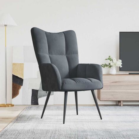 vidaXL Relaxing Chair Dark Grey Velvet