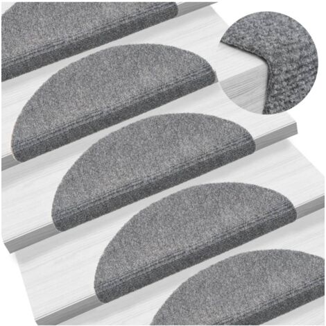 vidaXL Selbstklebende Treppenteppiche 5 Stück Grau 56x17x3 cm