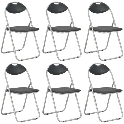vidaXL Folding Chairs 6 pcs Black Faux Leather