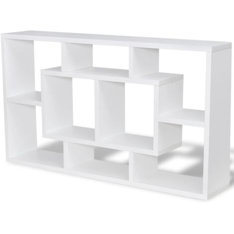 Floating Wall Display Shelf 8 Compartments White