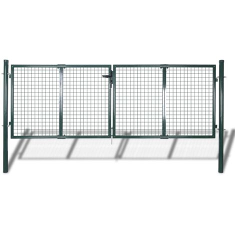 vidaXL Gartenzaun Tor aus Stahl 306x150 cm Grün
