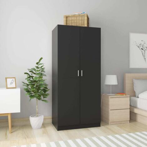 vidaXL Garderobe Schwarz 80x52x180 cm Ingenieuholz