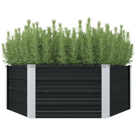 vidaXL Hochbeet Anthrazit 129 x 129 x 45 cm Verzinkter Stahl