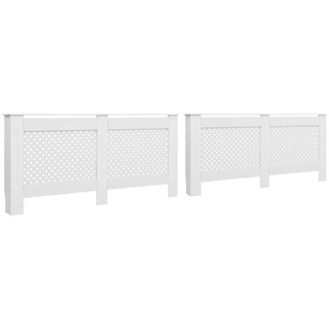 2er Set Radiatorenverkleidungen Weiß 172x19x81,5 cm MDF