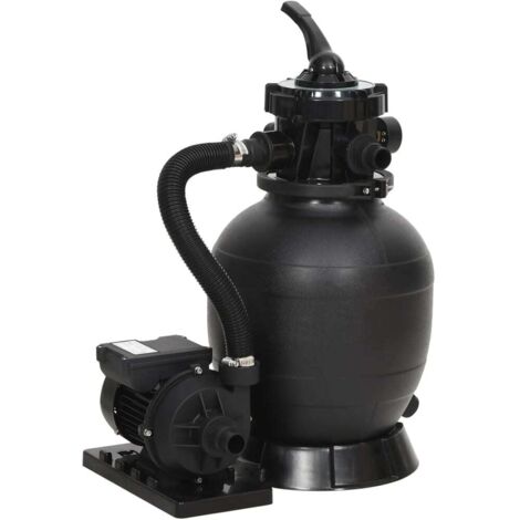 The Living Store Pool-Sandfilter mit 6-Wege-Ventil Schwarz - Pool- & Whirlpool-Filter
