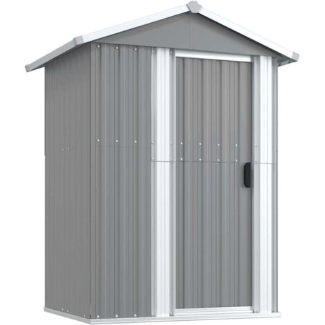 Gartenhaus Grau 126x97,5x177 cm Verzinkter Stahl