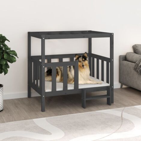 vidaXL Dog Bed Grey 105,5 x 83,5 x 100 cm Solid Wood Pine