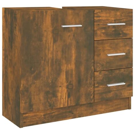 vidaXL Sink Cabinet Smoked Oak 63x30x54 cm Engineered Wood