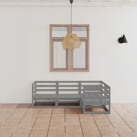 vidaXL Gartenset 4-teilig grau Massivholz Kiefer