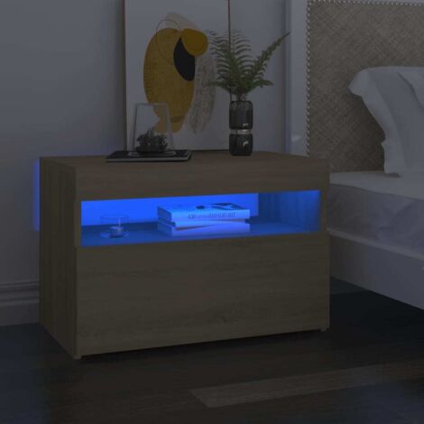 vidaXL Bedside Cabinet & LED Lights 2 pcs Sonoma Oak 60x35x40 cm (804416)