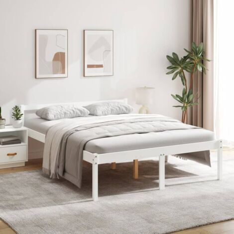 vidaXL Bett für Senioren weiß 160x200 cm aus massivem Kiefernholz