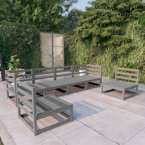 6-tlg. Garten-Lounge-Set Grau Massivholz Kiefer vidaXL