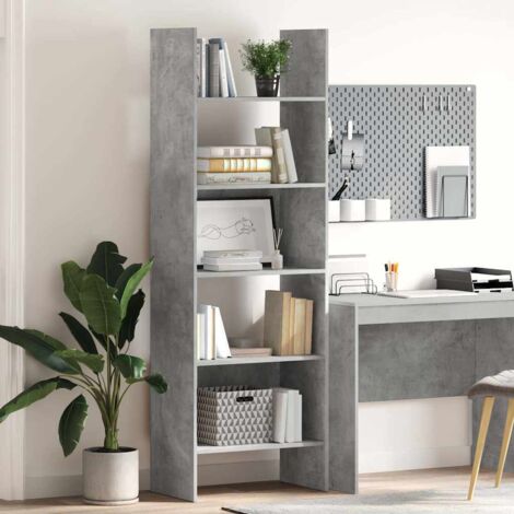 vidaXL Bücherregal Grau Beton 60x35x180 cm Holzwerkstoff