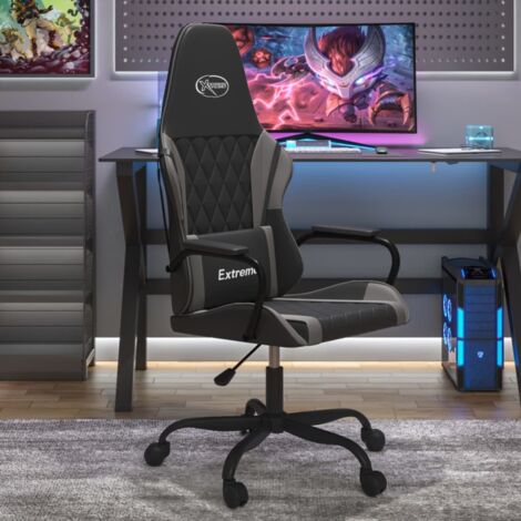 vidaXL Spielstuhl Schwarz und Grau Kunstleder