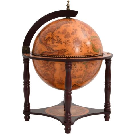 vidaXL Globe Bar Wine Stand Brown Solid Wood Eucalyptus