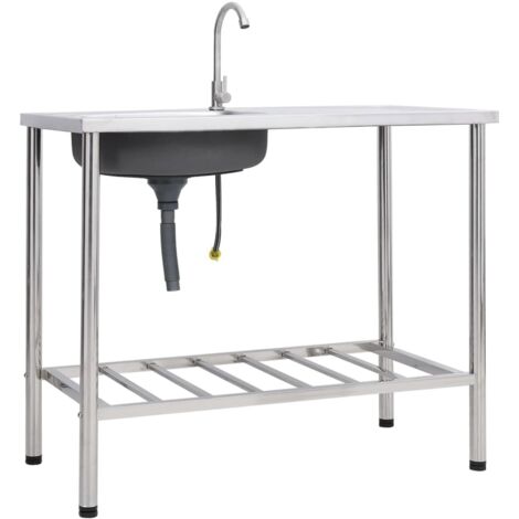 vidaXL Campingwaschbecken mit Wasserhahn Edelstahl