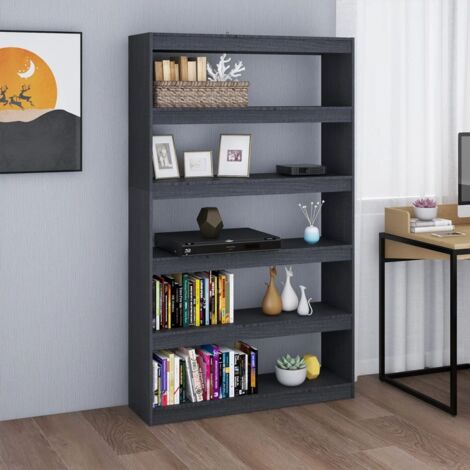 vidaXL Book Cabinet/Room Divider Grey 100x30x167,5 cm Solid Wood Pine
