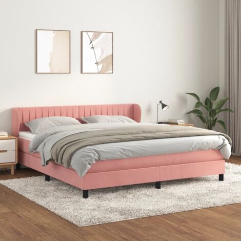 vidaXL Lattenrost Bett mit Matratze Rose 160x200 cm Velours (1/5)