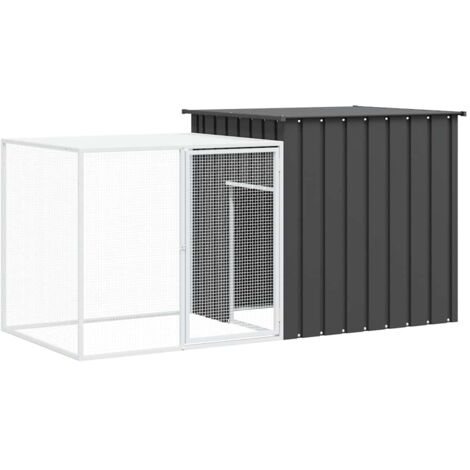 Anthrazit Kaninchenstall 200x91x100 cm Galvanisiertes Stahl