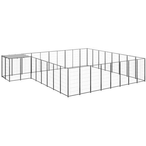 vidaXL Hundezwinger Schwarz 20,57 m² Stahl