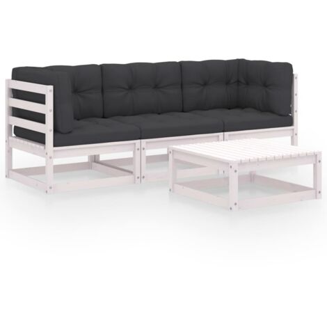 vidaXL 4-tlg. Garten-Lounge-Set mit Kissen Kiefer Massivholz