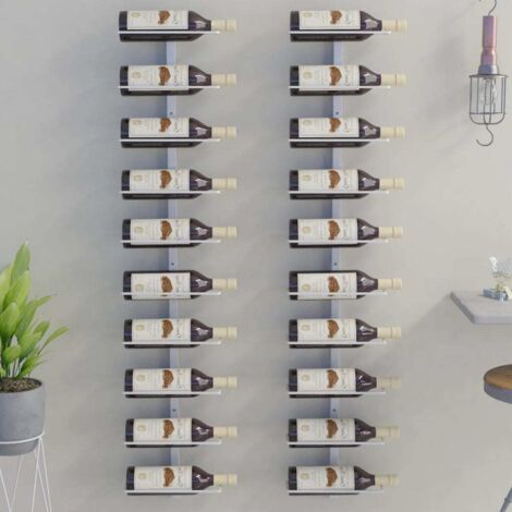 vidaXL Wand-Weinregale für 10 Flaschen 2 Stk. Weiß Metall