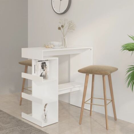 vidaXL Bar Table with Storage Rack White 100x50x101,5 cm Engineered Wood