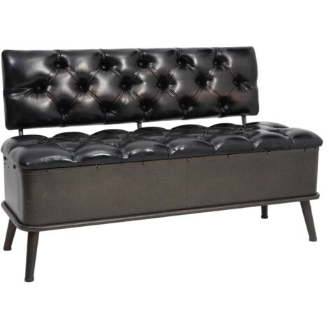 vidaXL Sitzbank mit Stauraum und Rückenlehne 110cm Schwarz Kunstleder