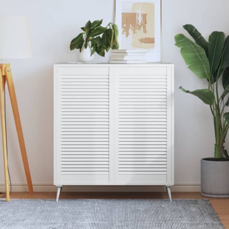 vidaXL Schranktüren mit Lamellen 2 Stück weiß 99,3x49,4 cm massivem Kiefernholz