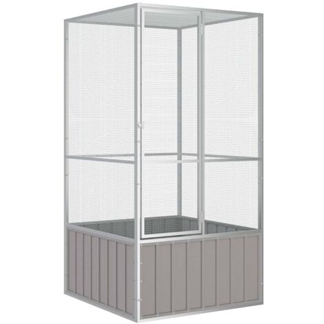 vidaXL Vogelkäfig Grau 111x107x211,5 cm Verzinkter Stahl