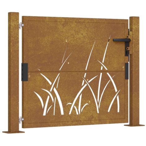 vidaXL Gartentor 105x80 cm Cortenstahl Gras-Design