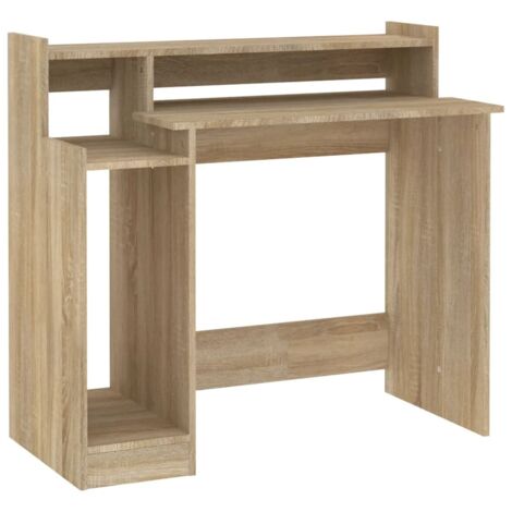 vidaXL Schreibtisch mit LED-Lichtern Eiche 97x45x90 cm Holzwerkstoff