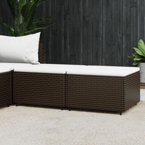 vidaXL Garden Footrests with Cushions 2 pcs Brown Poly Rattan