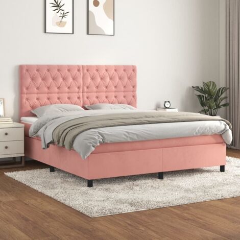 vidaXL Lattenrostbett mit Matratze Rose 160x200 cm Velours (1/5)