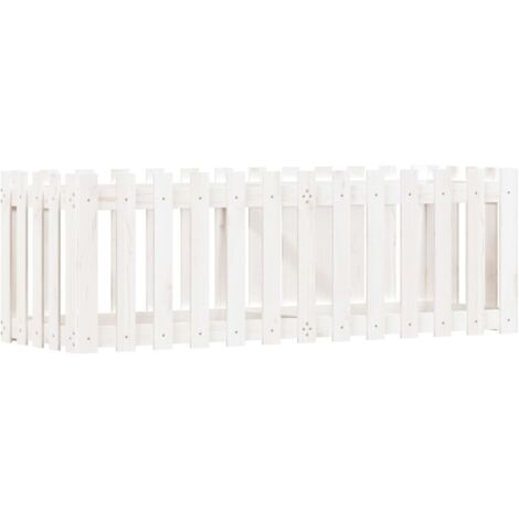 vidaXL Garden Raised Bed with Fence Design White 150x50x50 cm Solid Wood Pine