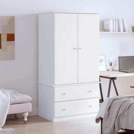 vidaXL Kleiderschrank ALTA weiß 90x55x170 cm aus massivem Holz