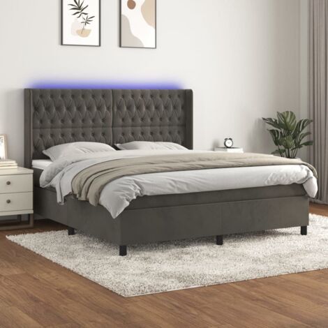 Bett mit Lattenrost, Matratze und LED grau, 160x200 cm (1/5)