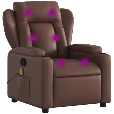 vidaXL Massage-Sessel Neigbar Braun Kunstleder